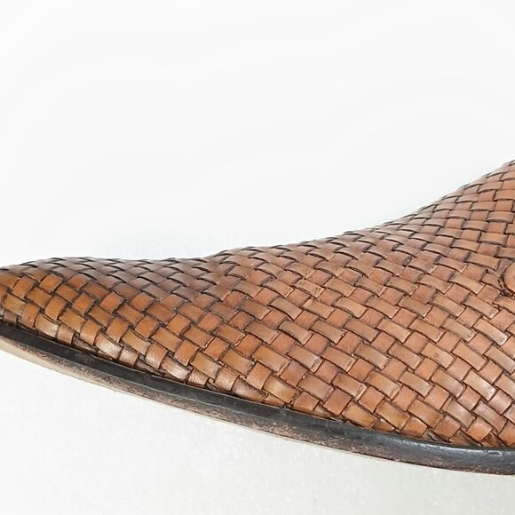 Saks Fifth Avenue Woven Leather Slip-On Loafers Mens 10 Made in Italy Good Cond - Picture 8 of 16
